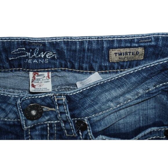 Silver Jeans Co. Twisted Bootcut Distressed Denim Jeans Women’s Size 12 / L33 - Picture 4 of 8